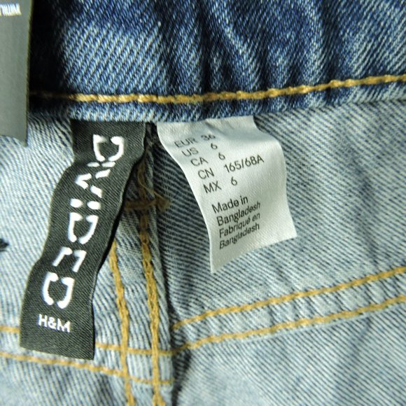 New Booty Fit High Waist Jeans embroidered side distressed size 6 Divided H&M - Picture 13 of 14